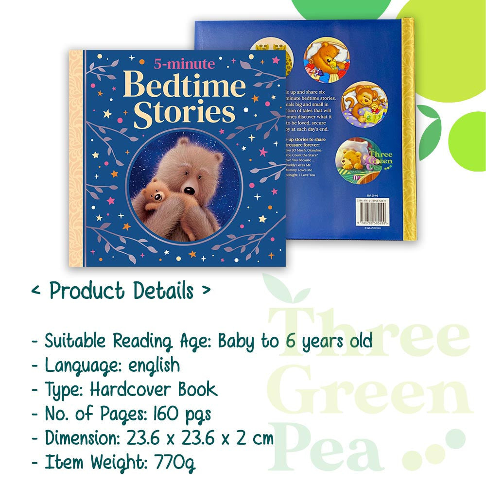 Children Books - 5-minute Bedtime Stories | Hardcover - 160 pages | Reading age from babies to 6 years old [B3-4]