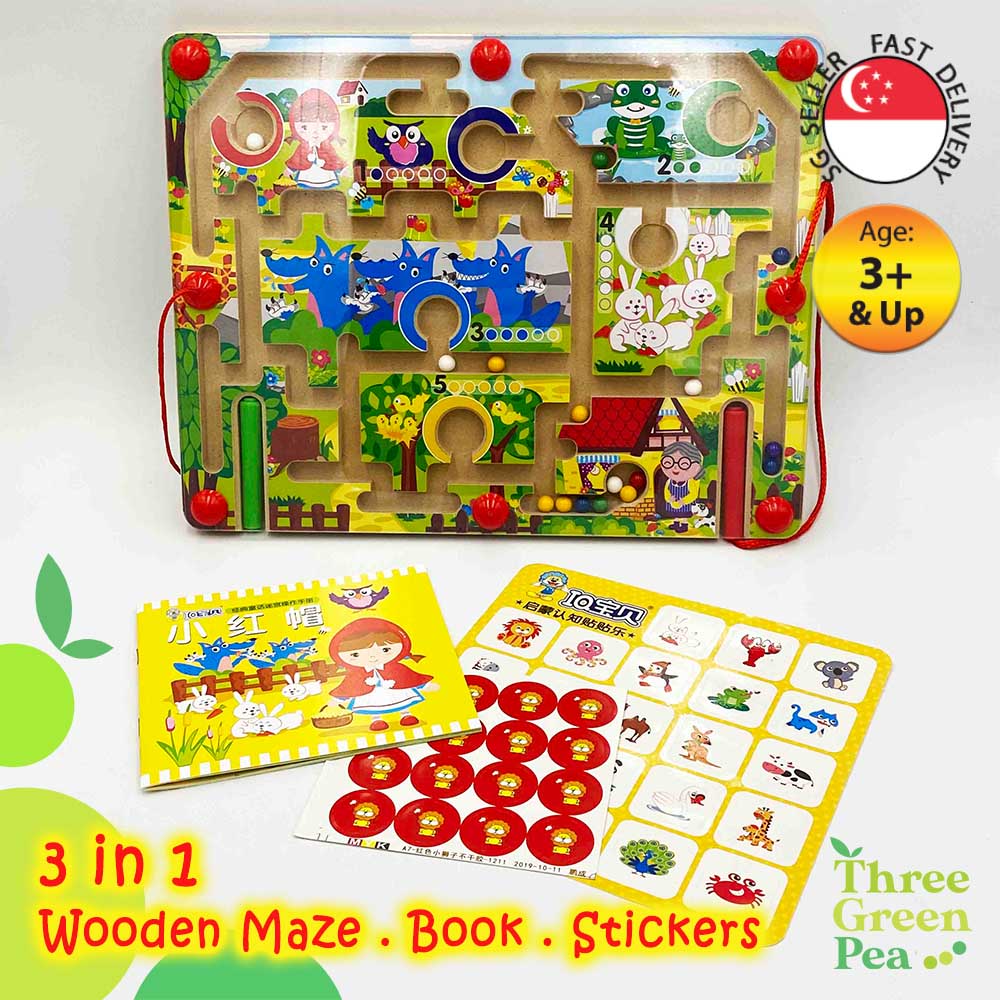 Magnetic Wooden Maze Toy for Children Age 3 and above - Little Red Riding Hood | Early Child Development Games Great Gift Ideas for Kids