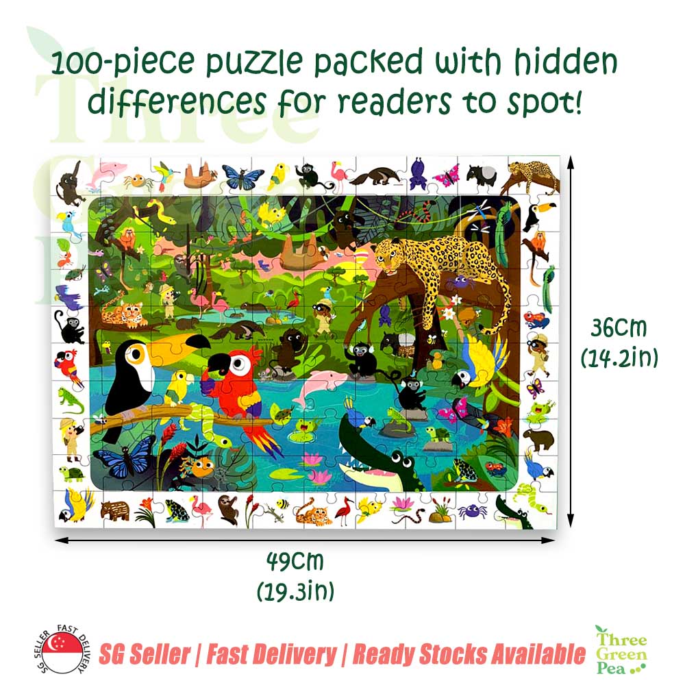 Children Jigsaw Puzzles and Activity Book | 100 pieces Seek and Find Puzzle (Ocean Adventure / Jungle Expedition) | Great Gifts for kids ages 6 and above [B3-3]