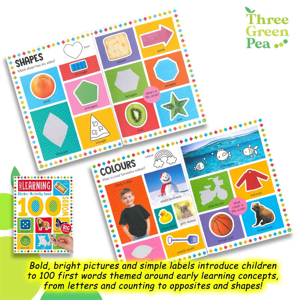 First 100 Words - Early Learning Stickers and Colour Activity Book | Suitable for Children Age 3 and above