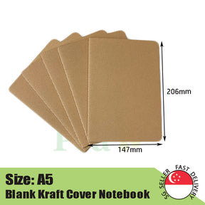 [Pack of 5 or 10] A5/B5 Kraft Cover Blank Travel Journal Notebook