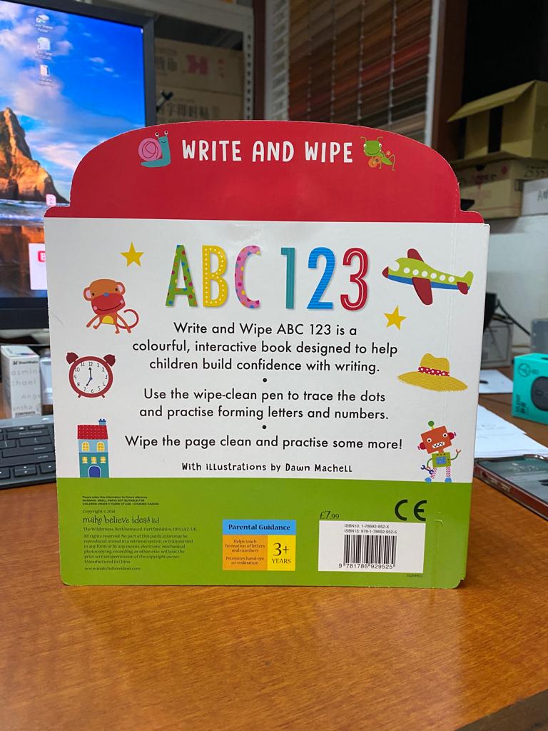 Children Book - Write and Wipe ABC 123 | Suitable For Age 3+