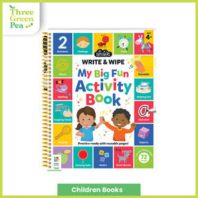 Children Wipe-Clean Books | My Big Fun Activity Book with Numbers, Letters, Short Words, Time, Mazes and Tracing | Reusable | Suitable for Ages 4 and above | Learning and Development