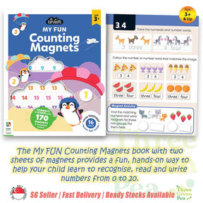 Children Magnet Book with Activities |  Jr. Explorer - My Fun Short Words / Counting / Times Tables | Suitable for Ages 3-5 [C5-2]