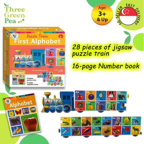 Puzzle Train for Early Learning - ABC / 123 | 28 pieces of puzzle pieces and a book - By Hinkler