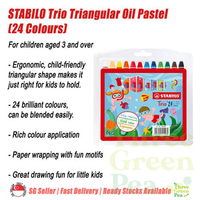 Art and Craft | [Bundle of 2] Stabilo Swans Jumbo Coloured Pencils (Box of 12 Colours) AND Trio Triangular Oil Pastel (Box of 24 Colours)