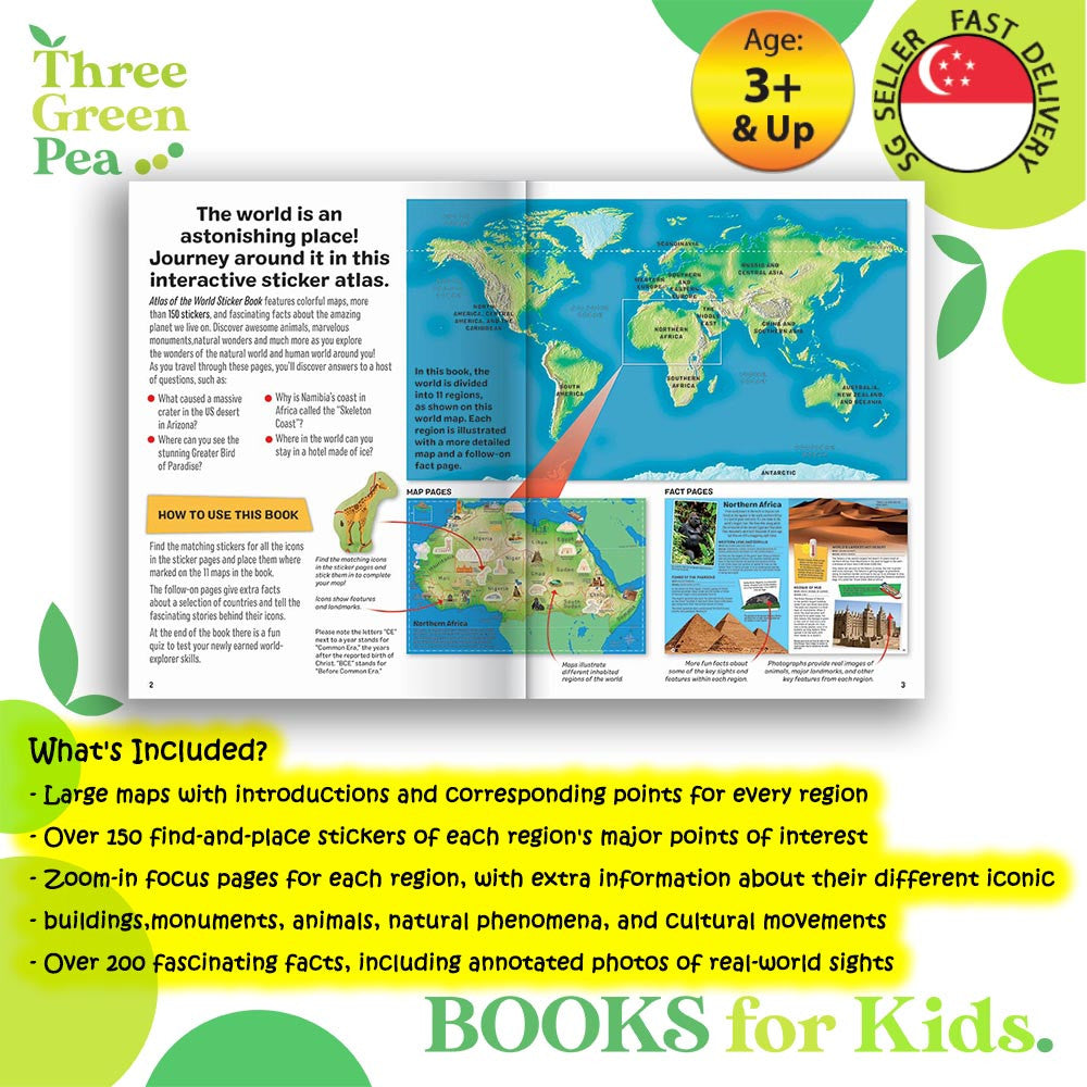 Educational Sticker Book for Children - Sticker Atlas of the World or Flags of the World - Fun and Interactive Activity Book [RA1-2]