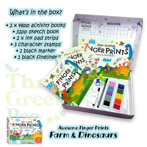 Children Activity Box Set | Awesome Finger Prints (Farm and Dinosaurs / Mermaids and Unicorns) | Great Gift Ideas for Children Age 3 and above