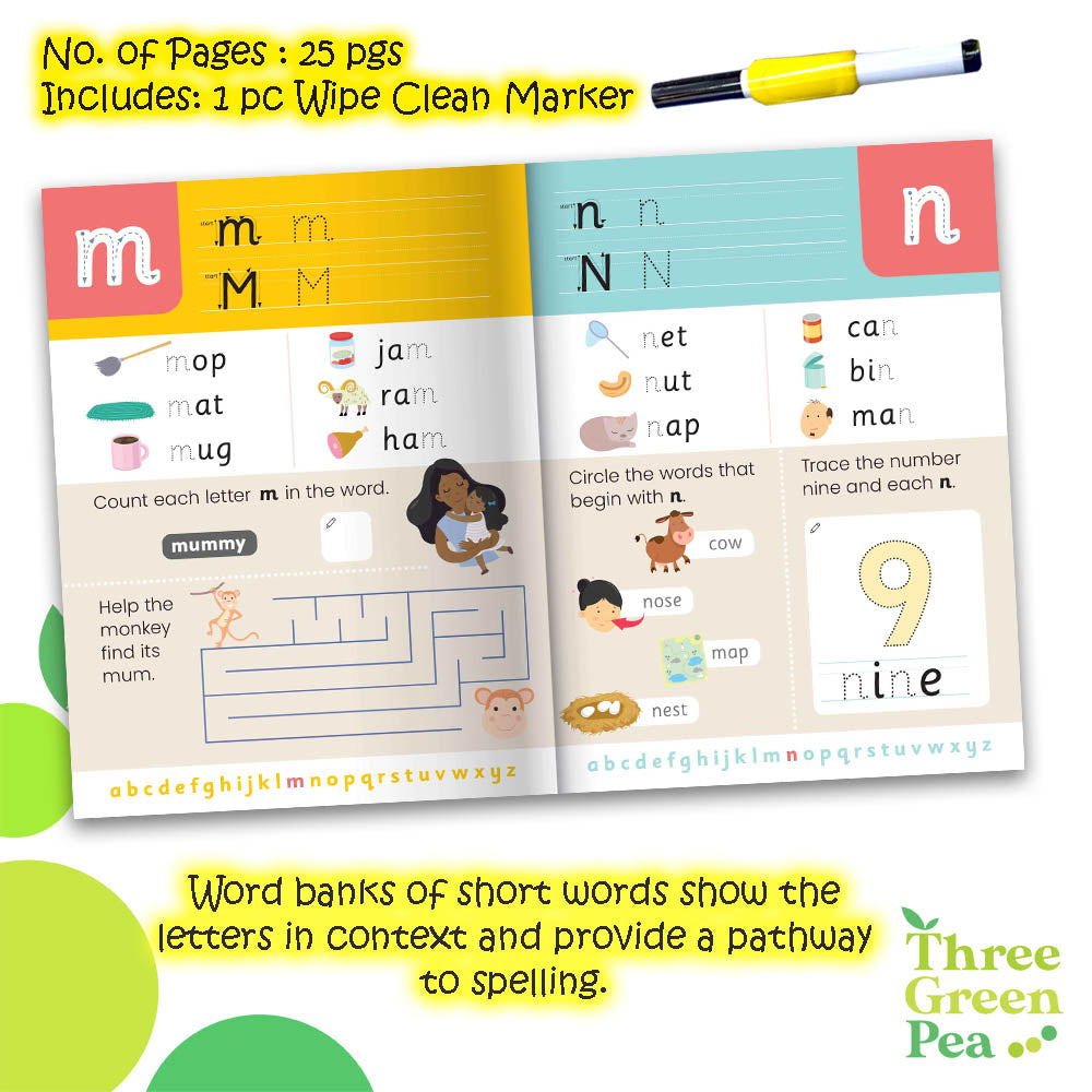 Wipe Clean Books for Children - Write and Wipe Alphabet for 4 years and above