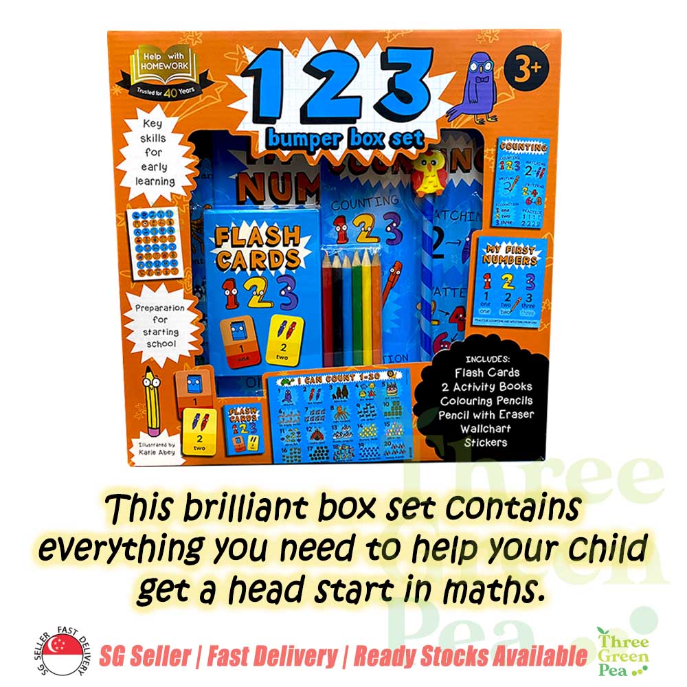 Children Activity Box Set 123 or ABC | Activity book, a wall chart, reward stickers and a pack of flash cards  | Suitable for Ages 3 and above