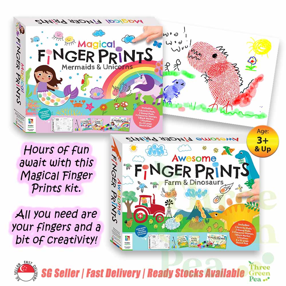 Children Activity Box Set | Awesome Finger Prints (Farm and Dinosaurs / Mermaids and Unicorns) | Great Gift Ideas for Children Age 3 and above