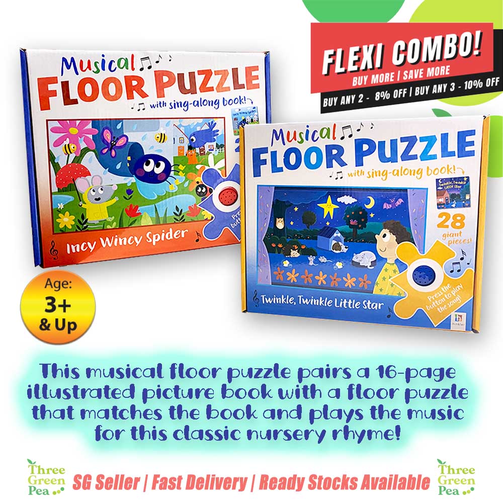 Jigsaw Puzzles for Kids Age 3+ - Musical Floor Puzzles | 28 giant pieces, and a book to sing-along - Twinkle Little Star/Incy Wincy Spider [B3-1]