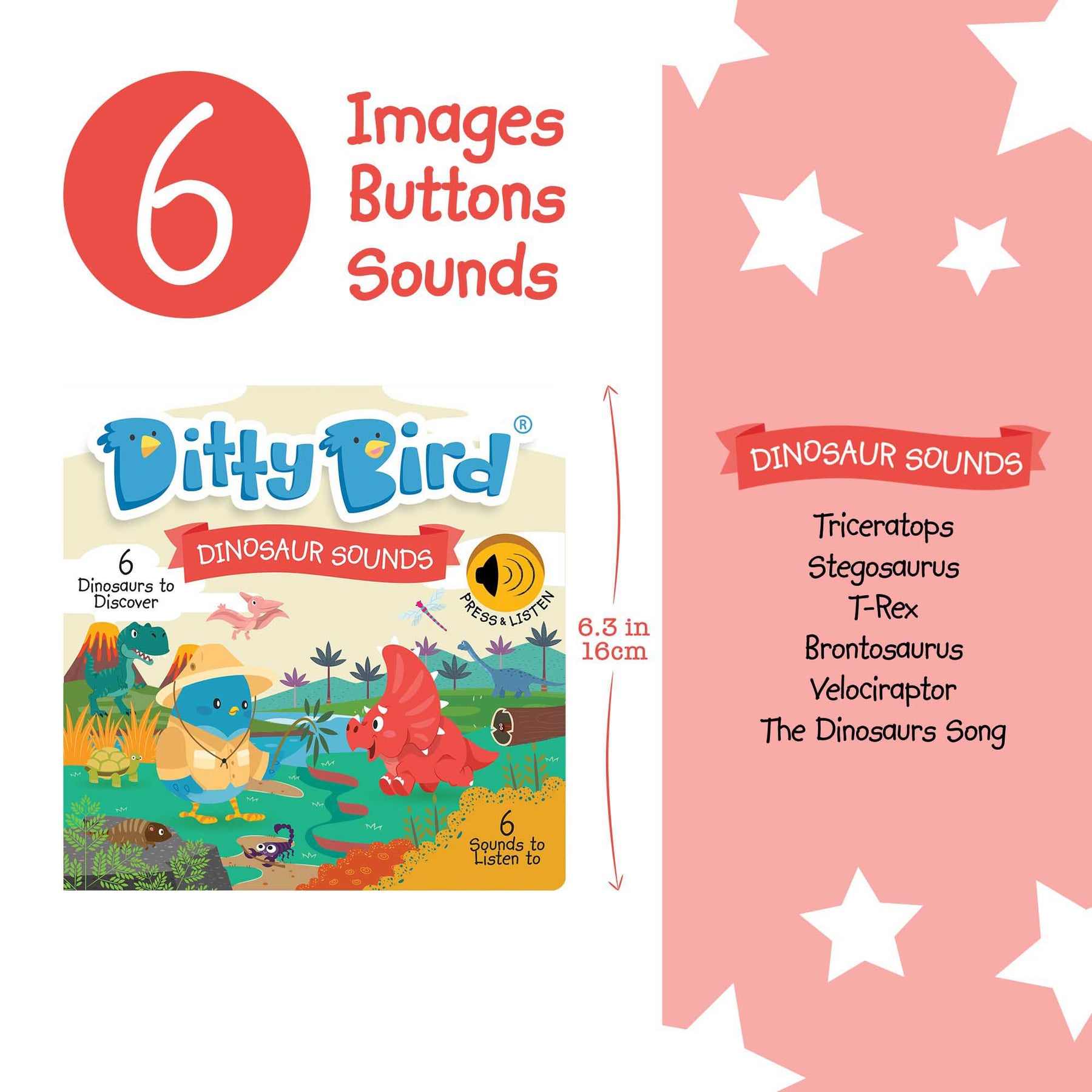 Ditty Bird Dinosaur Sounds Book [Authentic] - Audio Sound Book for Children Ages 1+ Ready Stocks [B1-3 OTHERS]