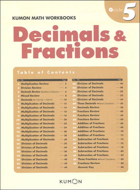 [Original] Kumon Math Workbooks Grade 5 - Decimals & Fractions