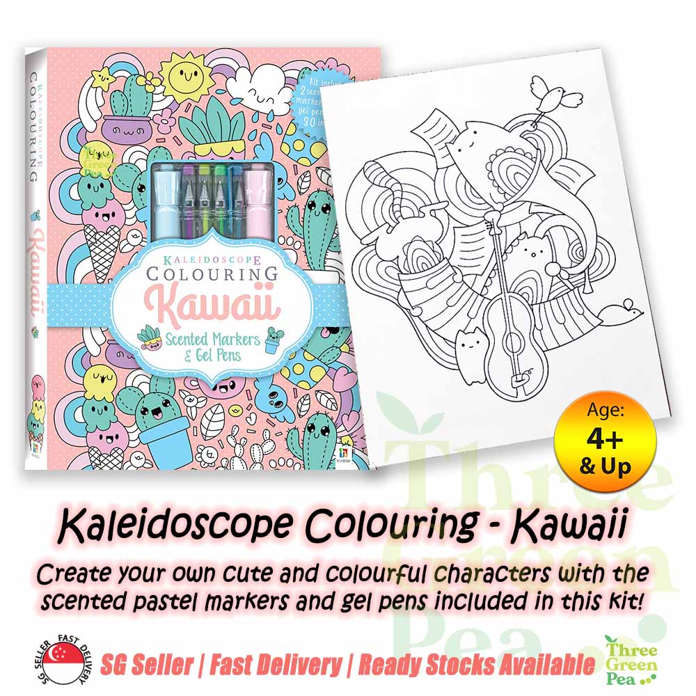 Children Activity Set | Kaleidoscope Colouring - Calligraphy / Kawaii Colouring / Too Cute Colouring | Suitable for Ages 4 and above - Great Gift Ideas