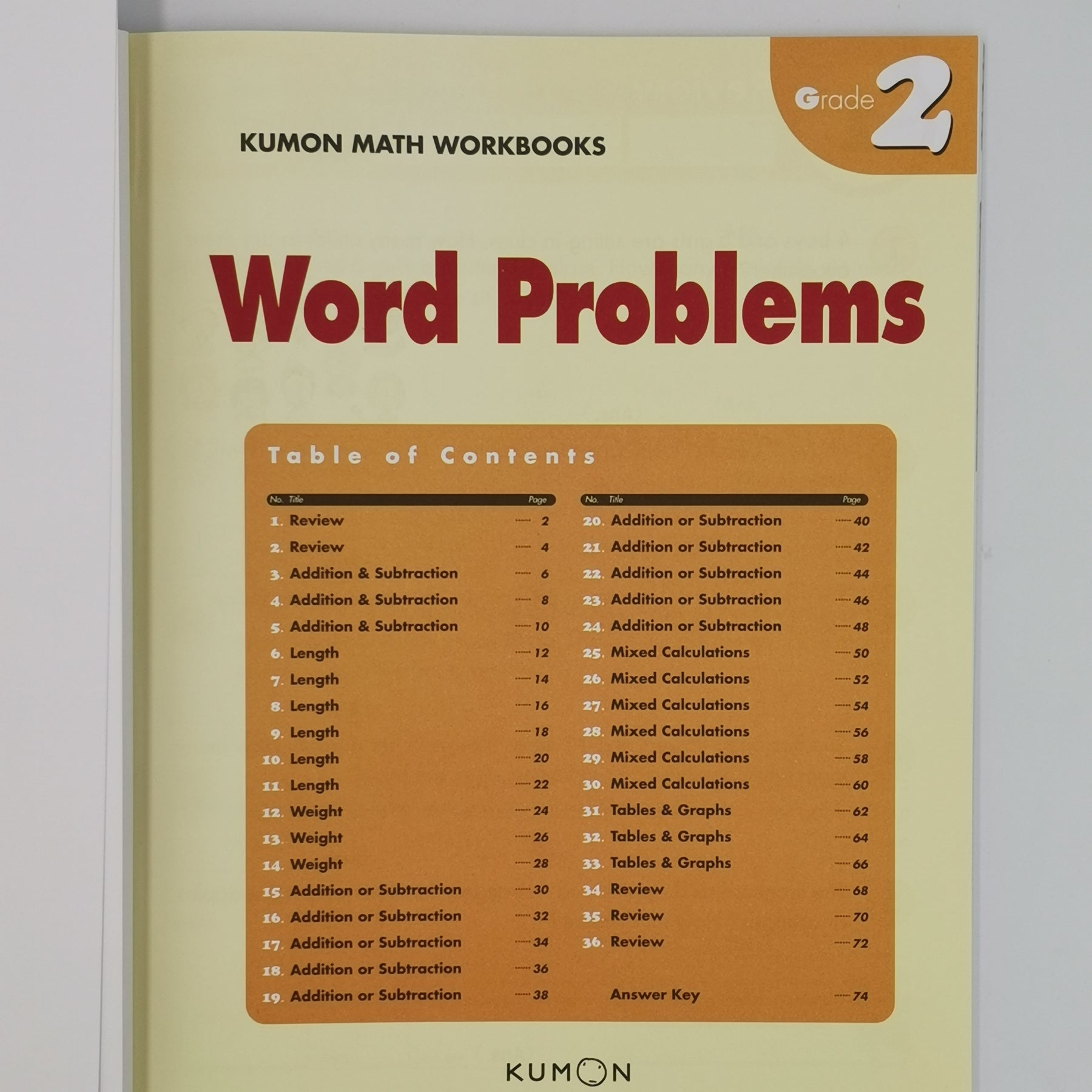 Kumon Math Workbooks Grade 2 WORD PROBLEMS [C1-2]