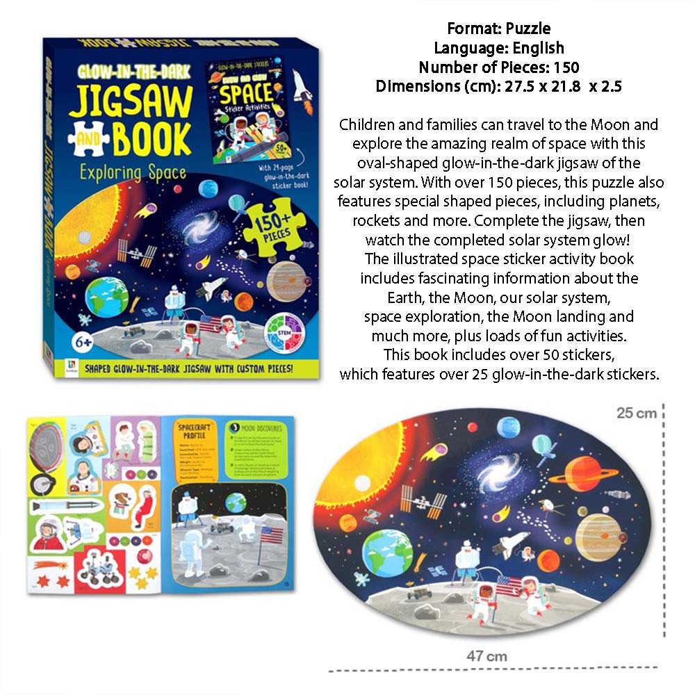 Glow-in-the-dark Jigsaw Puzzle and Book: Inside the Human Body | Exploring Space - for Age 6 and above