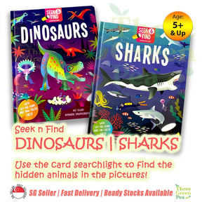 Children Books: Fun n Interactive | Seek and Find Dinosaurs / Sharks | Suitable for Age 5+ | Great Gift Idea