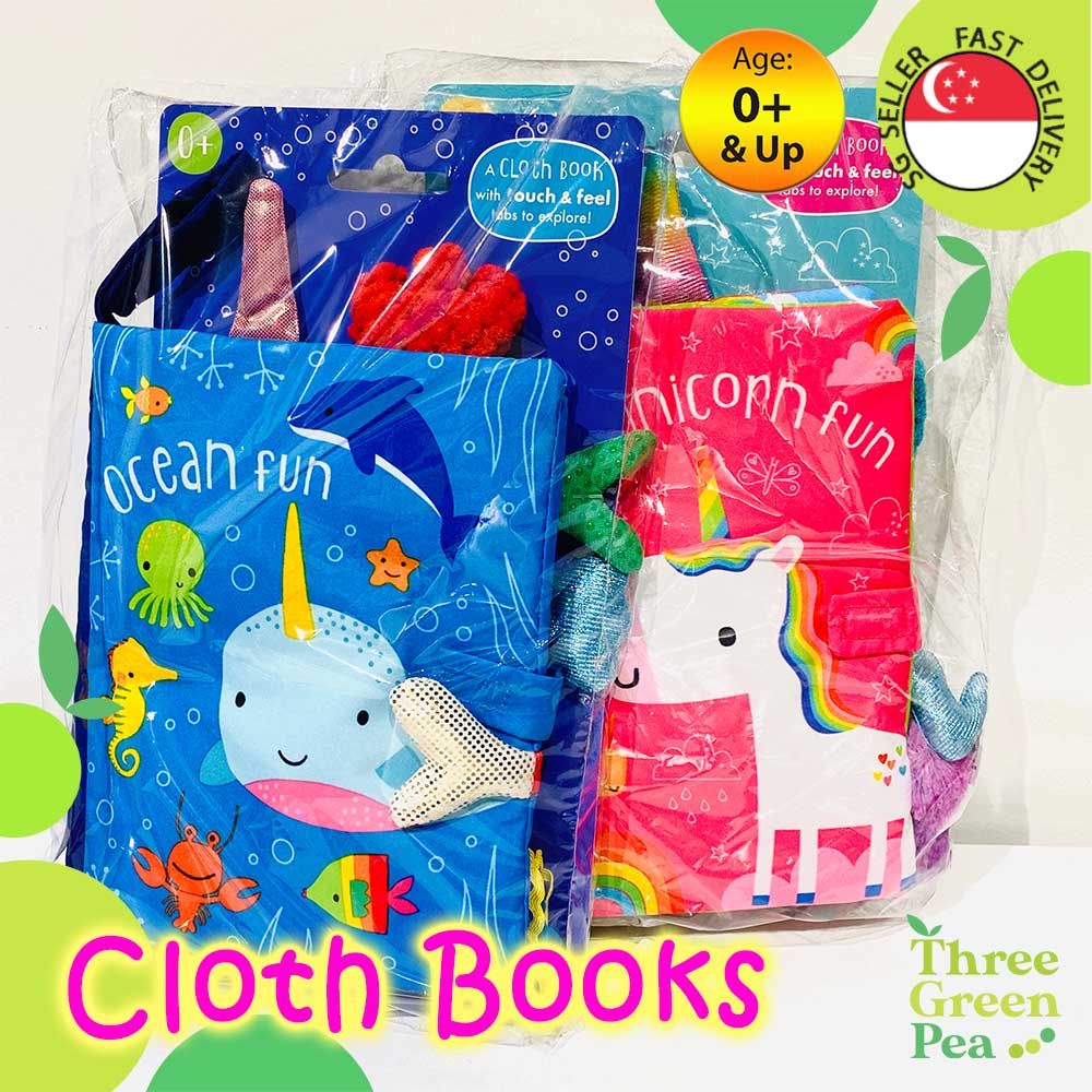 Cloth Book for Baby and Toddler (0-2 yo) with Soft Touch Tabs - Ocean Fun