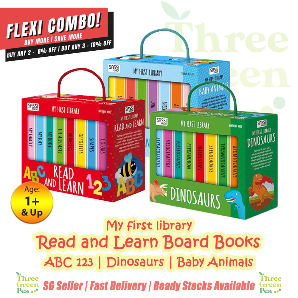 Children Board Books - My First Library: Read and Learn ABC 123 / Dinosaurs / Baby Animals | Suitable for Ages 1 and above | Gift Ideas