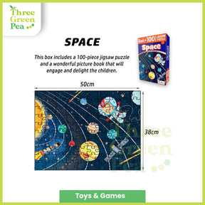 Jigsaw Puzzle for kids Age 5+: 100-piece Jigsaw and Book | Space / World / Dinosaurs / Ocean World / My Home / Wonders of the World |  Motor Skills and Brain Development [B2-2]