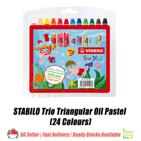 Art and Craft | [Bundle of 2] Stabilo Swans Jumbo Coloured Pencils (Box of 12 Colours) AND Trio Triangular Oil Pastel (Box of 24 Colours)