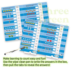 Children Wipe-Clean Activity Book - Lets Learn Counting / Lets Lean the Alphabets with Pull Tab Answers | Suitable for Age 3+ | Children Development / Math / Learning [C4-5]