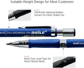 2.0mm 2B Mechanical Pencil with Lead Refill | Great for Kids and Carpentry Works Marking