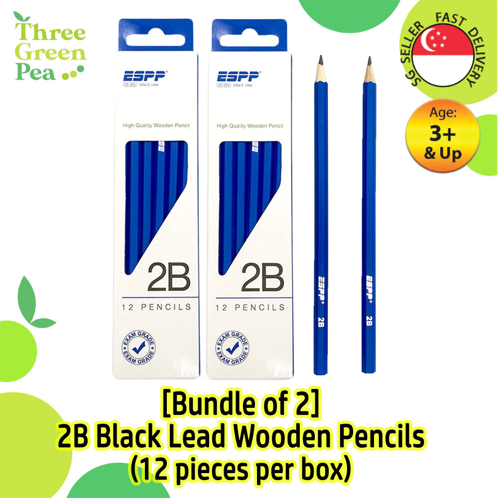 [Bundle of 2] 2B Pencils | ESPP High Quality Wooden Pencils for Kids and Children Exam Grade (12 pieces per box)