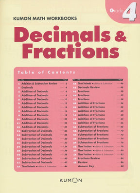 Kumon Math Workbooks Grade 4 - Decimals & Fractions