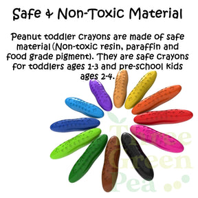 Peanut Crayons (12/24 pcs) for Toddlers and Young Children Age 1 - 4 years old | Non-toxic, Washable, Easy-to-grip, Bright Colours [RA1-4]