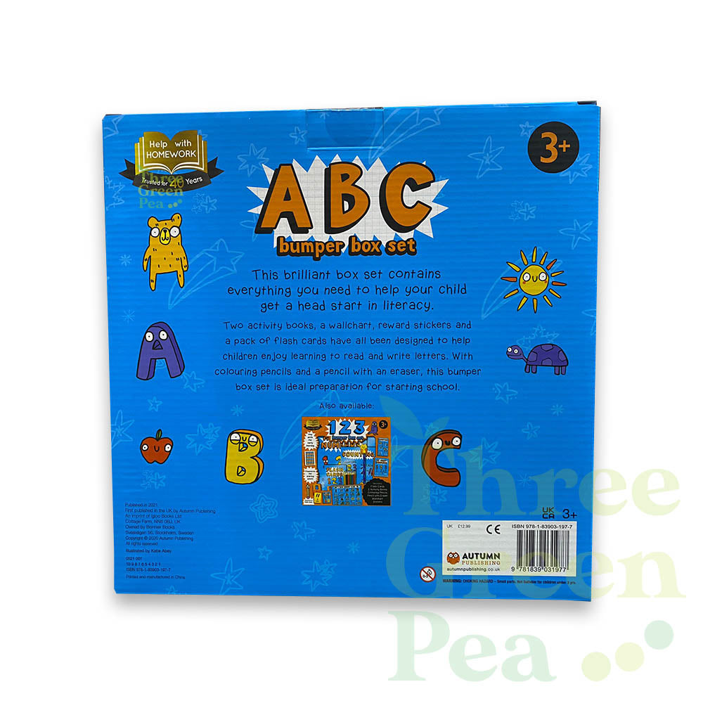 Children Activity Box Set 123 or ABC | Activity book, a wall chart, reward stickers and a pack of flash cards  | Suitable for Ages 3 and above