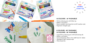 Felt Tip Washable Large Colouring Marker Pen | Value Set of 8 or 12 different colours | Great for Children