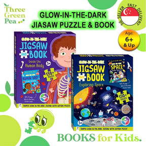 Glow-in-the-dark Jigsaw Puzzle and Book: Inside the Human Body | Exploring Space - for Age 6 and above