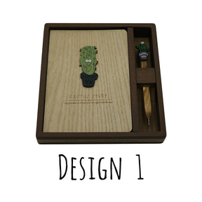 Wooden Design Notebook (Cactus Series) - Journal, Diary, Travel Logbook Great for Gift Ideas