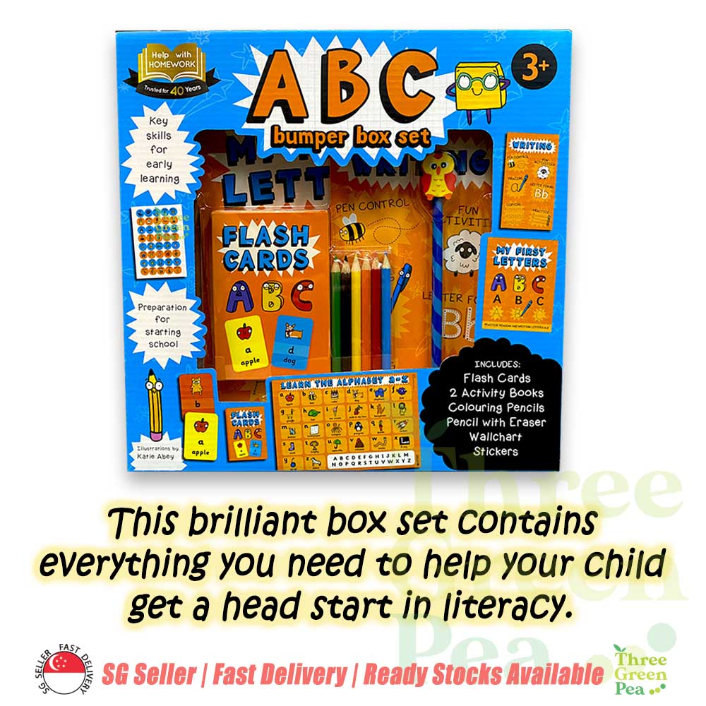 Children Activity Box Set 123 or ABC | Activity book, a wall chart, reward stickers and a pack of flash cards  | Suitable for Ages 3 and above