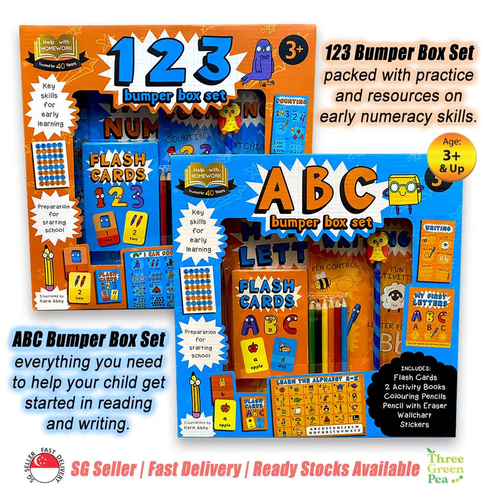 Children Activity Box Set 123 or ABC | Activity book, a wall chart, reward stickers and a pack of flash cards  | Suitable for Ages 3 and above