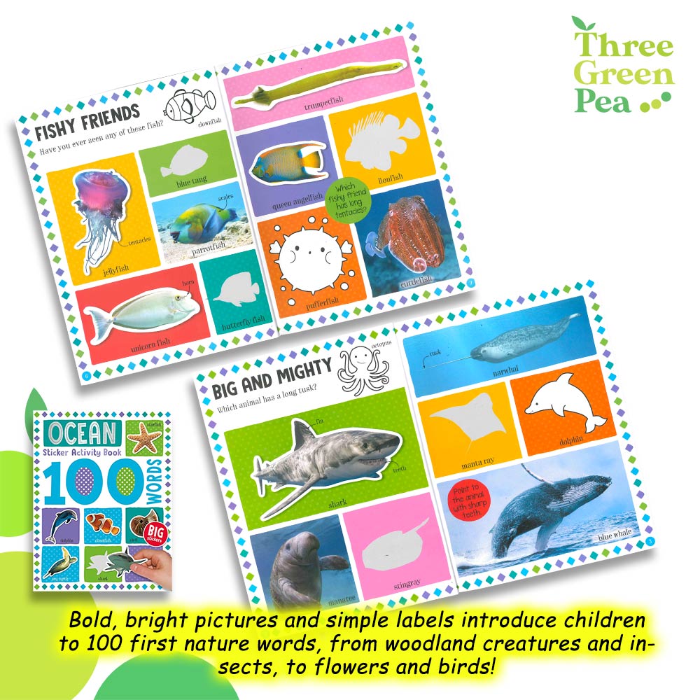 First 100 Words - Ocean Stickers and Colour Activity Book | Suitable for Children Age 3 and above