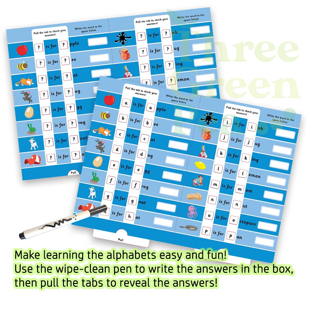 Children Wipe-Clean Activity Book - Lets Learn Counting / Lets Lean the Alphabets with Pull Tab Answers | Suitable for Age 3+ | Children Development / Math / Learning [C4-5]