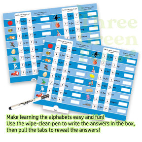 Children Wipe-Clean Activity Book - Lets Learn Counting / Lets Lean the Alphabets with Pull Tab Answers | Suitable for Age 3+ | Children Development / Math / Learning [C4-5]