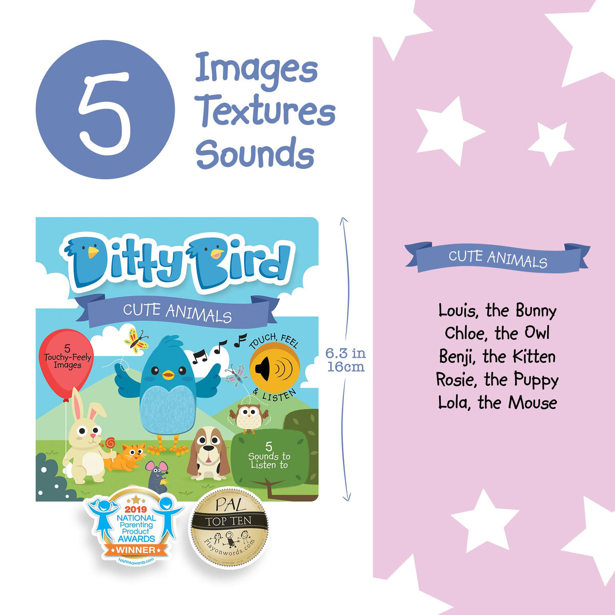 Ditty Bird Cute Animals TOUCH, FEEL & LISTEN Sounds Book [Authentic] - Audio Sound Book for Children Ages 1+ Ready Stocks [B1-3 OTHERS]