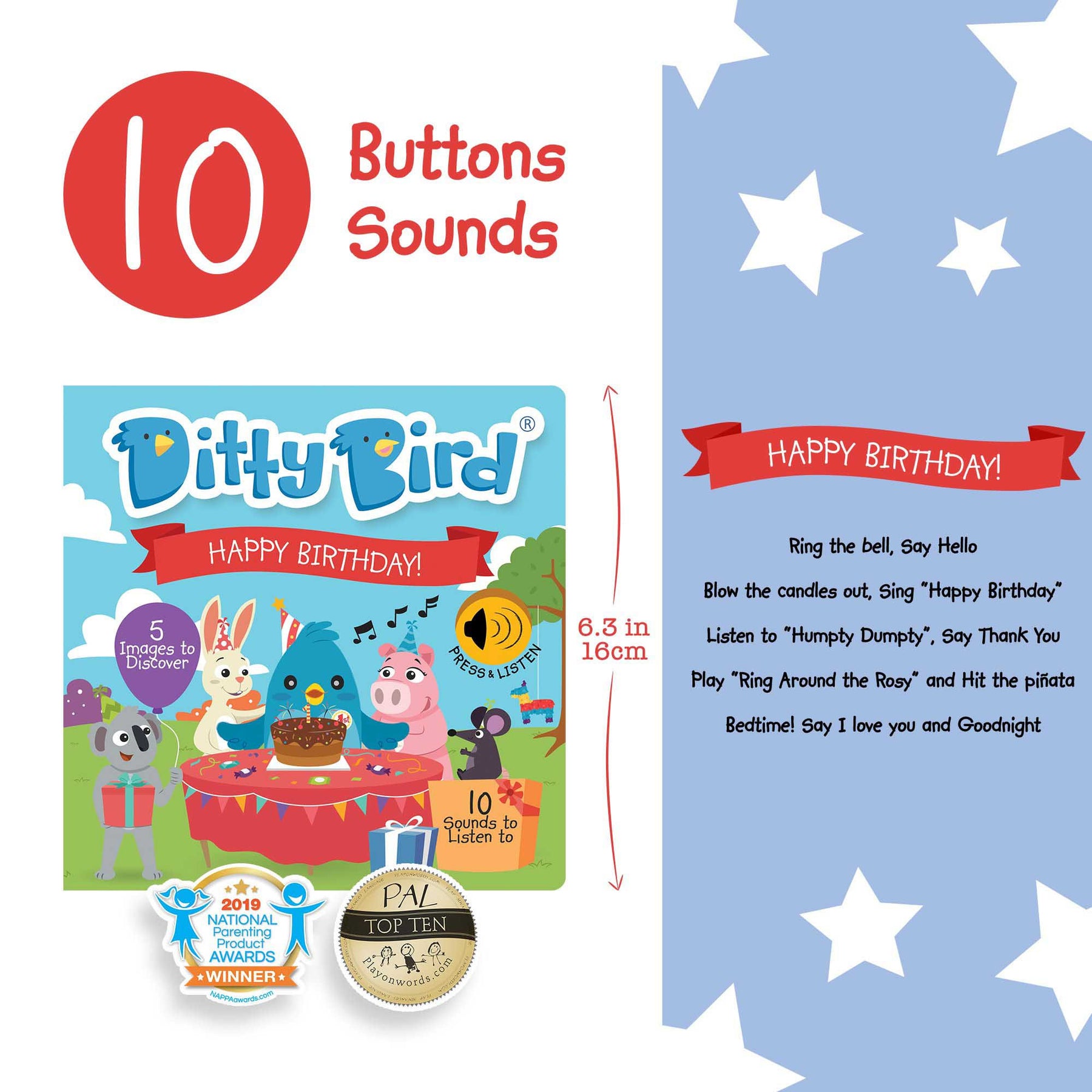 Ditty Bird Farm Happy Birthday Songs Book [Authentic] - Audio Sound Book for Children Ages 1+ Ready Stocks [B1-3 OTHERS]