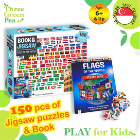 Jigsaw Puzzle for Kids [150 pieces Book and Jigsaw - Map of the World / Flags  Great Gift Ideas for Children [B2-2]
