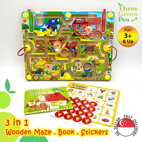 Magnetic Wooden Maze Toy for Children Age 3 and above - Three Little Pigs | Early Child Development Games Great Gift Ideas for Kids