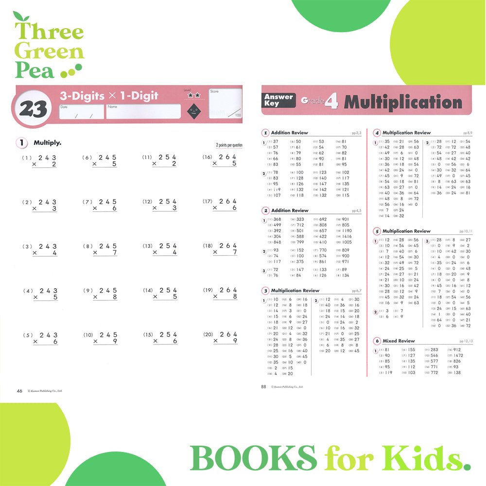 Kumon Math Workbook - Grade 4 Multiplication