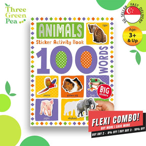 First 100 Words - Animals Stickers and Colour Activity Book | Suitable for Children Age 3 and above