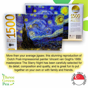 Jigsaw Puzzle for Adults - 1500 pcs Starry Night by Vincent Van Gogh | Mindbogglers Gold - Great as Gift Ideas