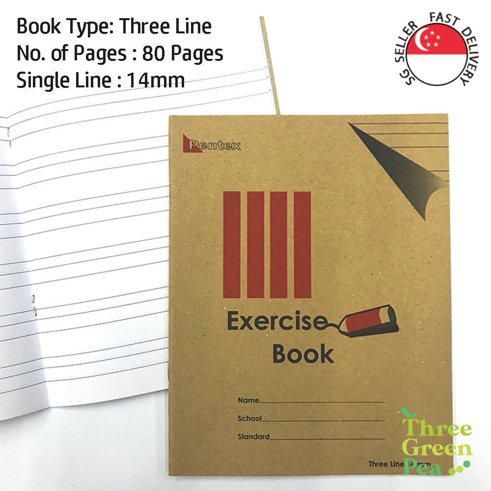 Exercise Books (Single Line or three lines) for Practice - School Stationery [Bundle of 10]