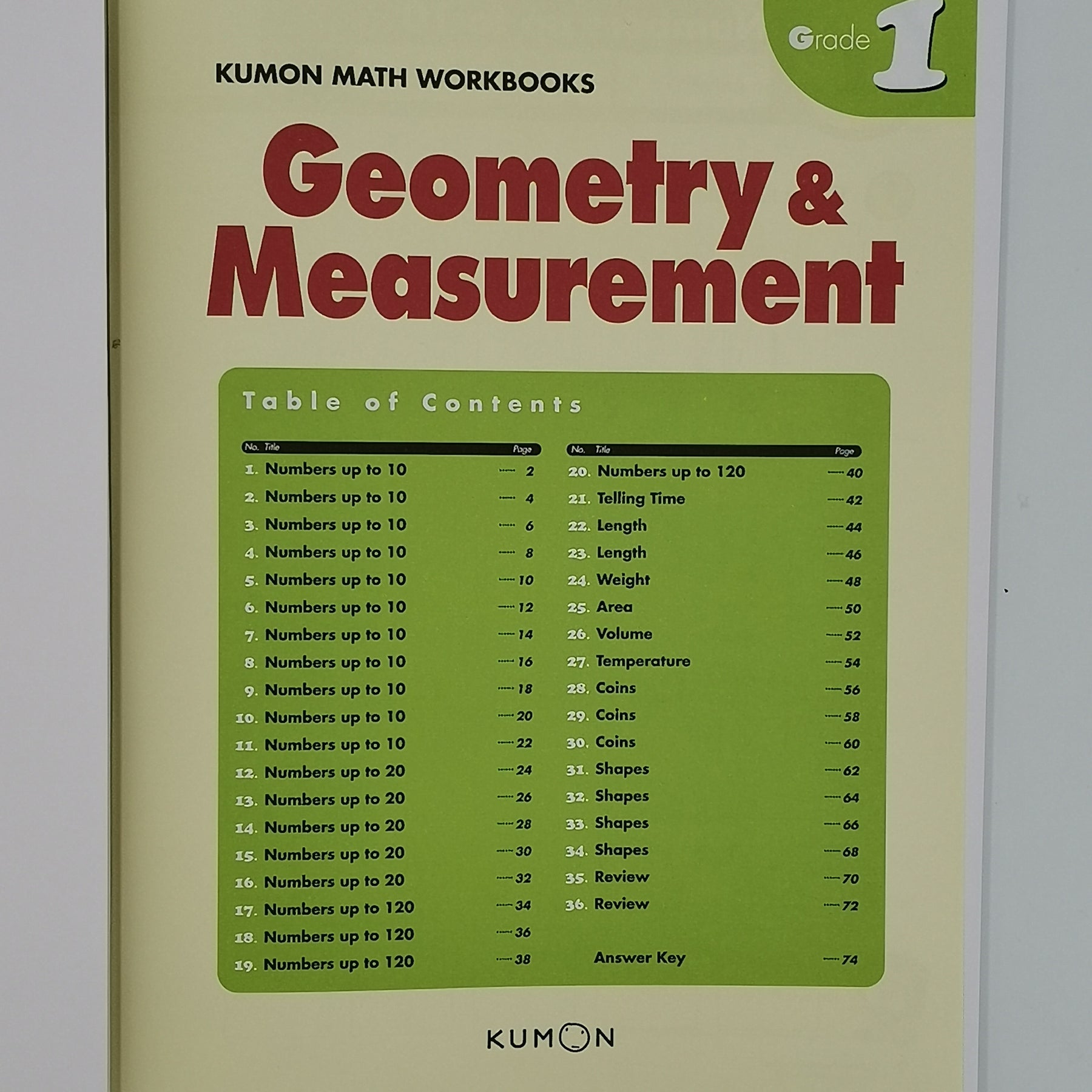 Kumon Math Workbooks Grade 1 - Geometry & Measurement [C1-3]