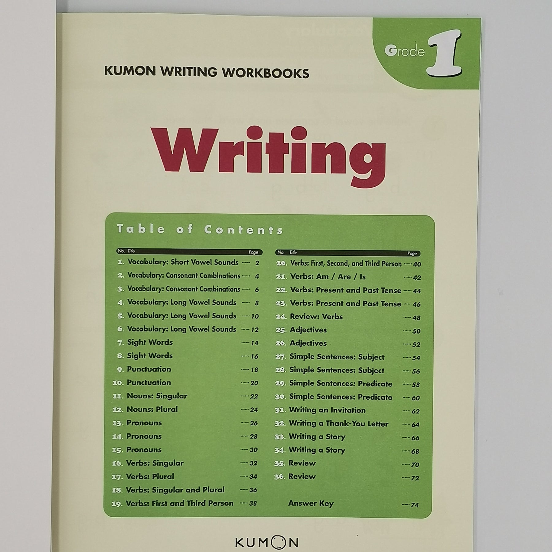 Kumon Writing Workbooks Grade 1 WRITING